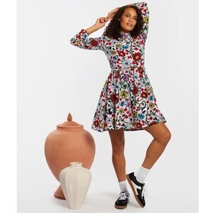 Roberto Lugo x Walmart Gray Morris Study II Panda Print LS Mini Dress Sz XL NWT